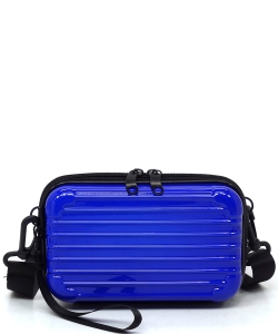 ABS Plastic Stripe Mini Crossbody Bag PC714 BLUE